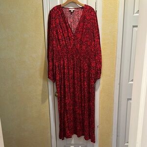 Elegant Red Floral Maxi Dress